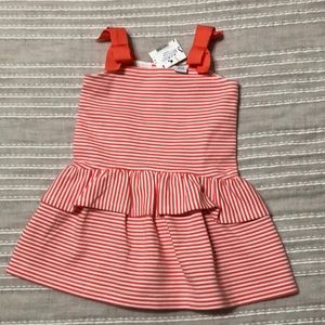 Janie and Jack Striped Coral Dress NWT